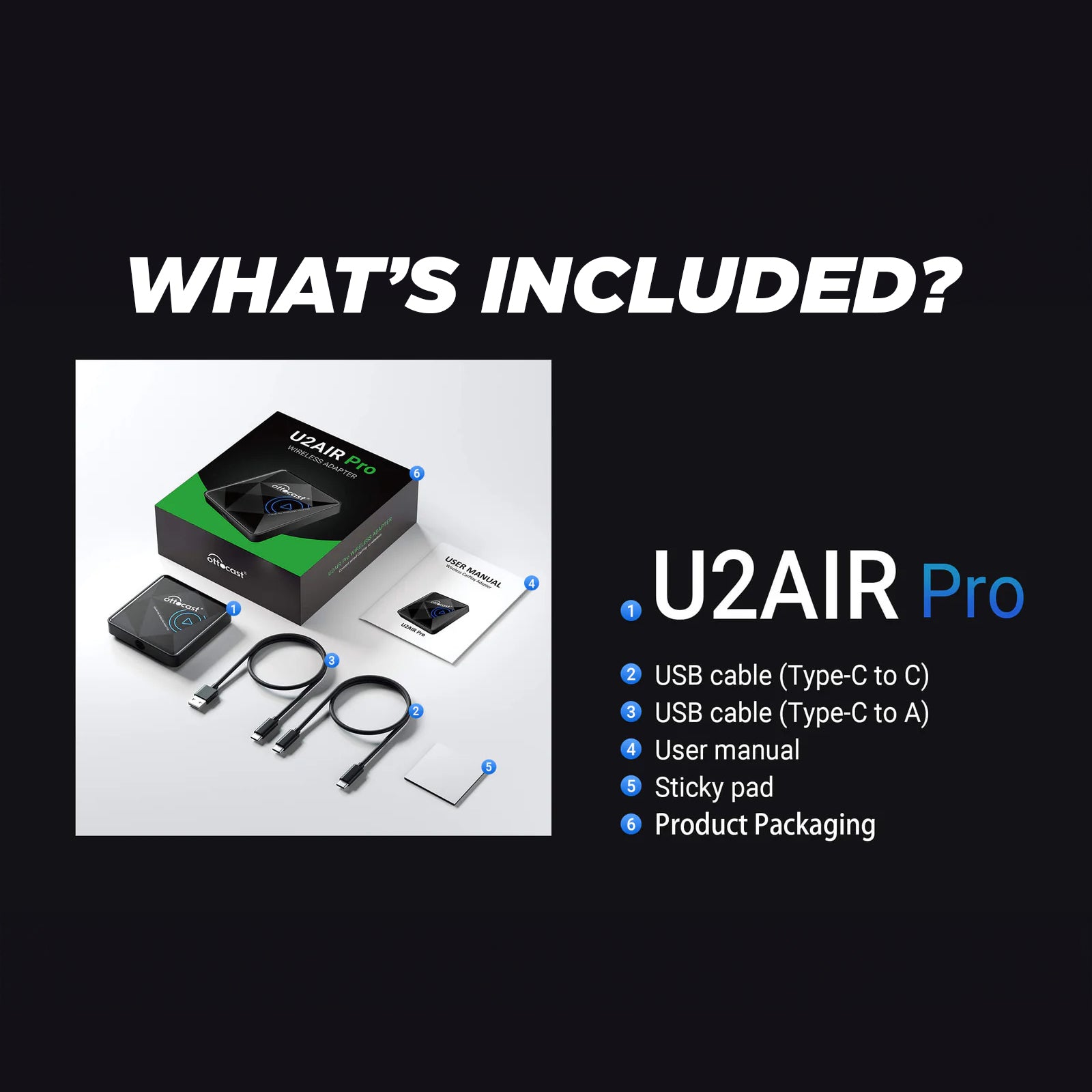 U2AIR PRO - Wireless Apple CarPlay Adapter (2025 Version)