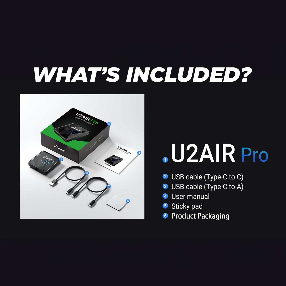 U2AIR PRO - Wireless Apple CarPlay Adapter (2026 Version)- High on Boost