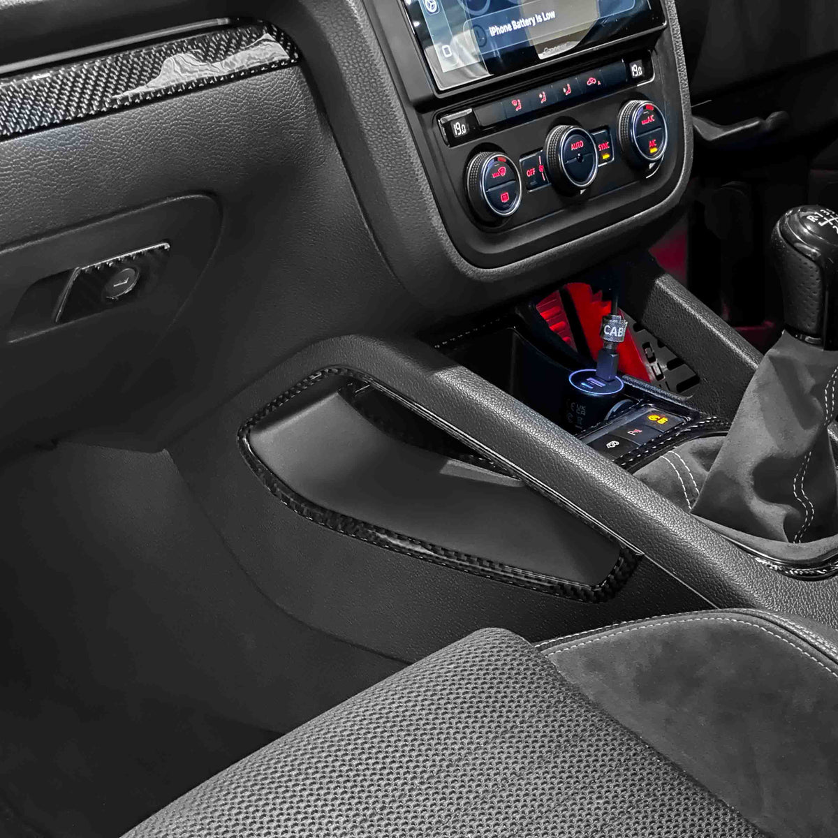 VW Scirocco Carbon Fibre Centre Console Side-Handle Surround Trim