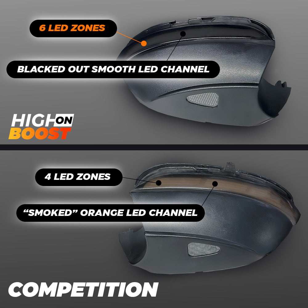 VW Beetle A5 Dynamic Wing Mirror Indicators - No Puddle Lights / Black - High on Boost