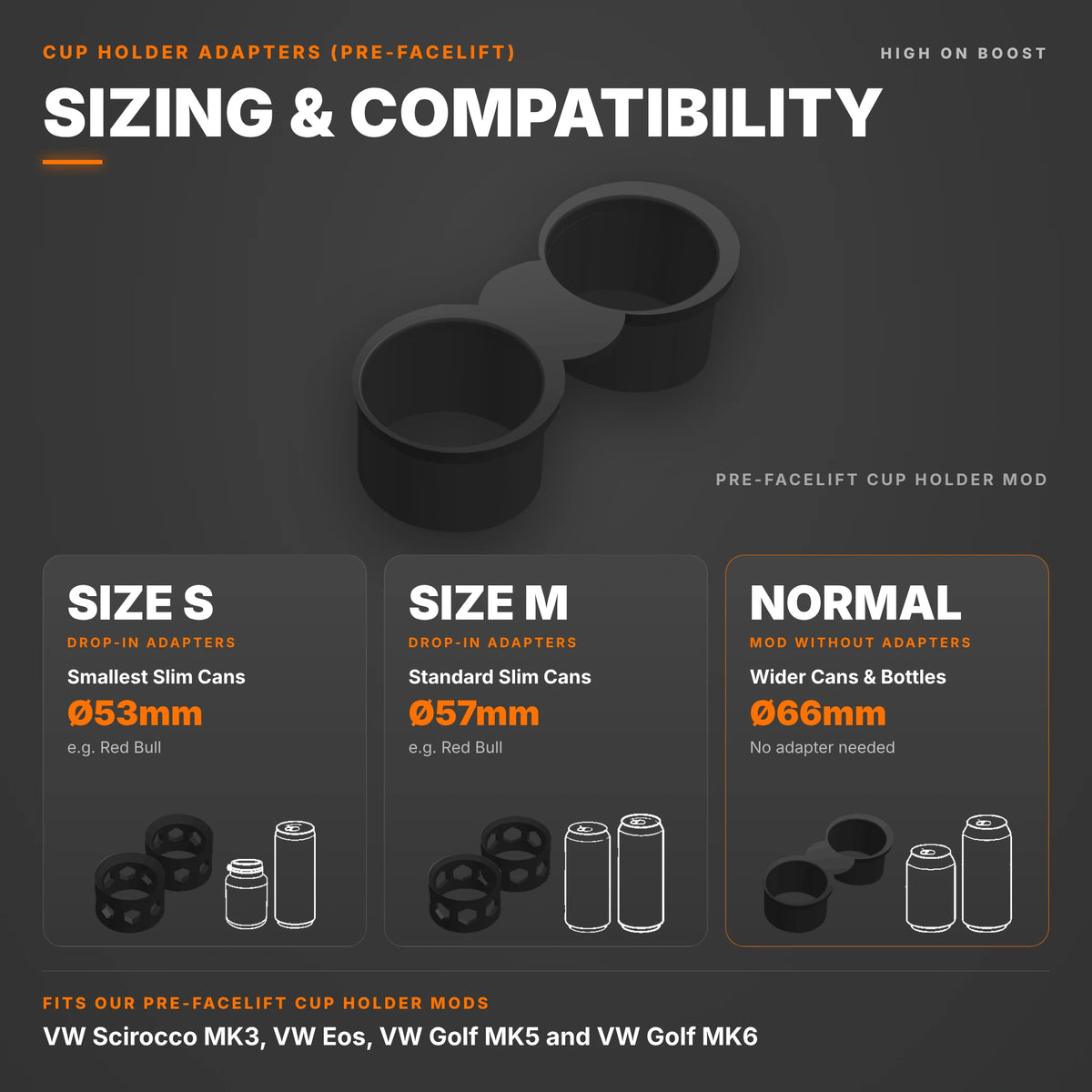 Cup Holder Adapters (Pre-Facelift) sizing and compatibility