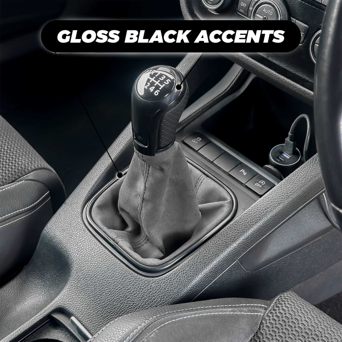 VW Golf MK5 Alcantara Manual Gear Shifter - Black / 6-Speed - High on Boost