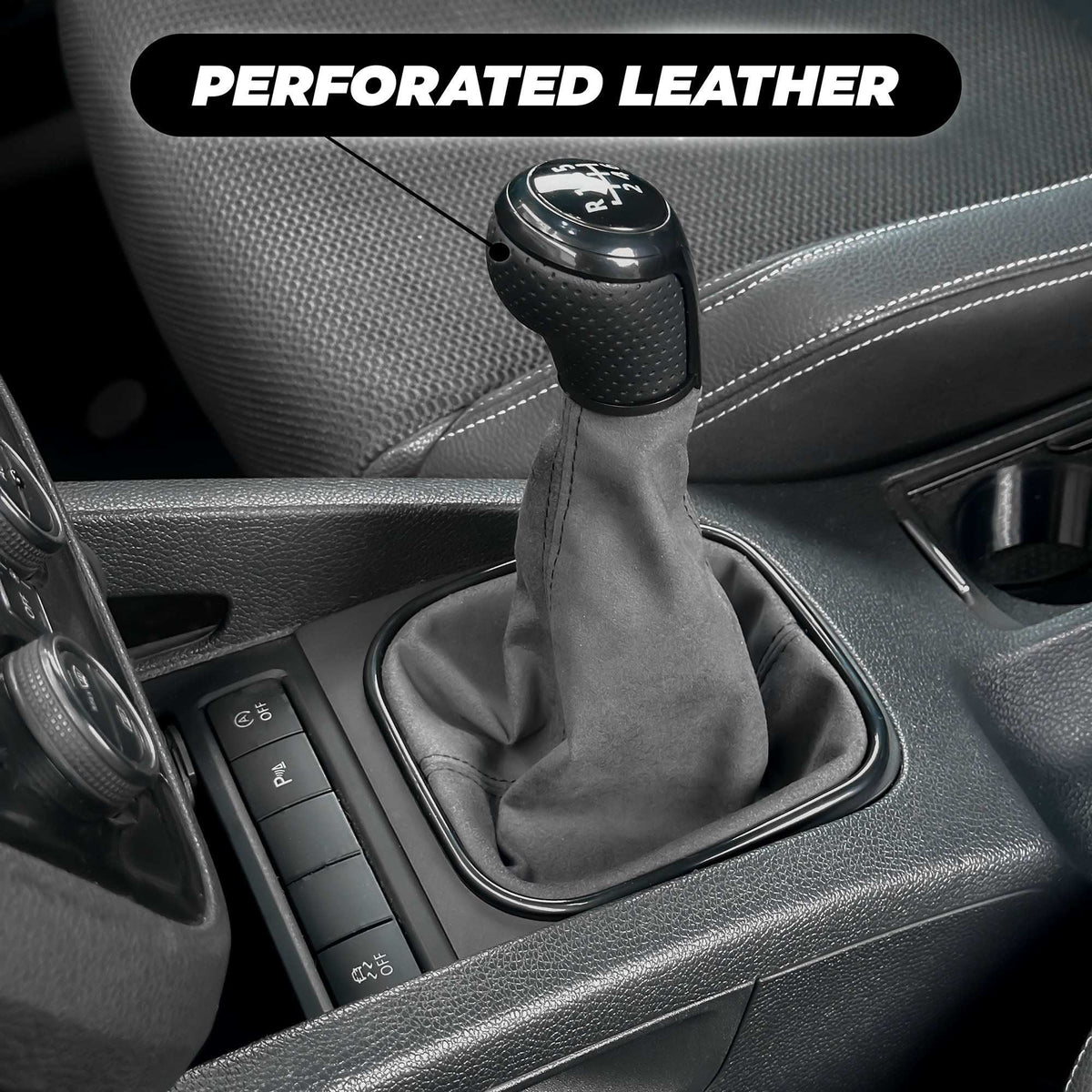 VW Golf MK5 Alcantara Manual Gear Shifter - Black / 6-Speed - High on Boost