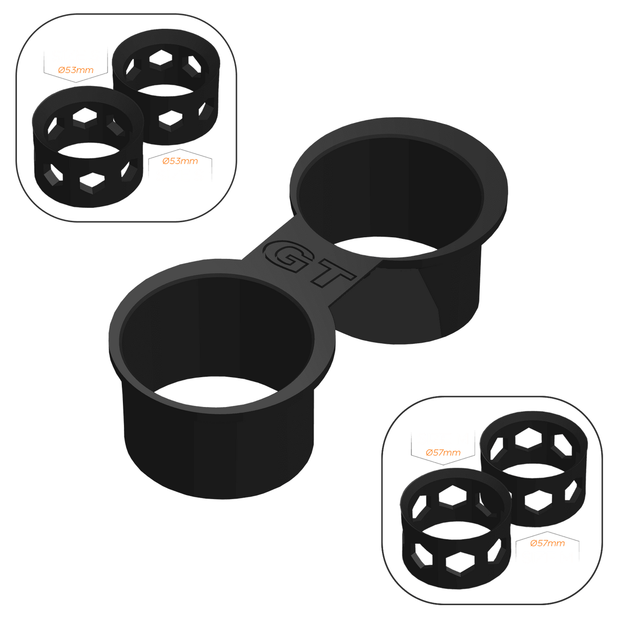 VW Golf MK7/7.5 Cup Holder Mod - GT / 2x Size S + 2x Size M - High on Boost