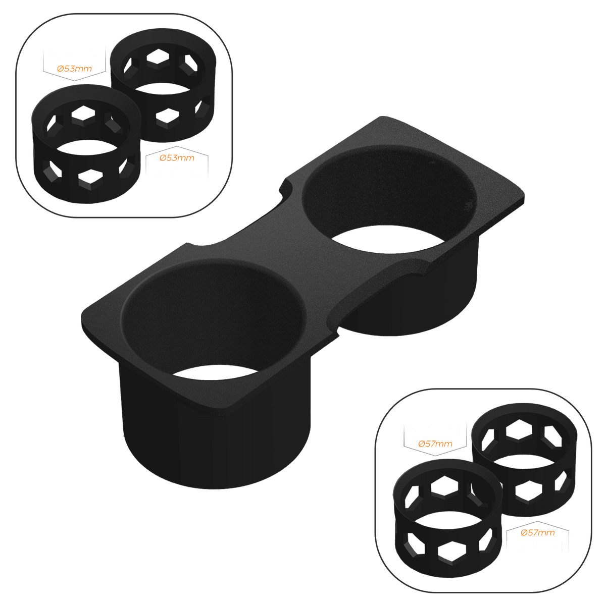 VW Golf MK5 Cup Holder Mod (Facelift) - No Logo / 2x Size S + 2x Size M - High on Boost