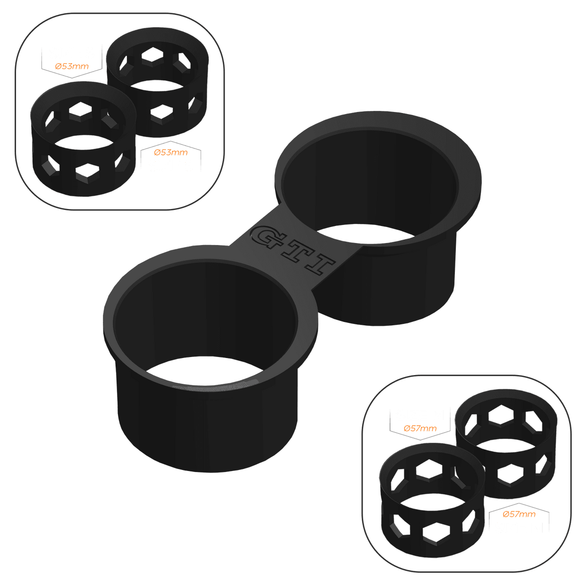 VW Golf MK7/7.5 Cup Holder Mod - GTI / 2x Size S + 2x Size M - High on Boost