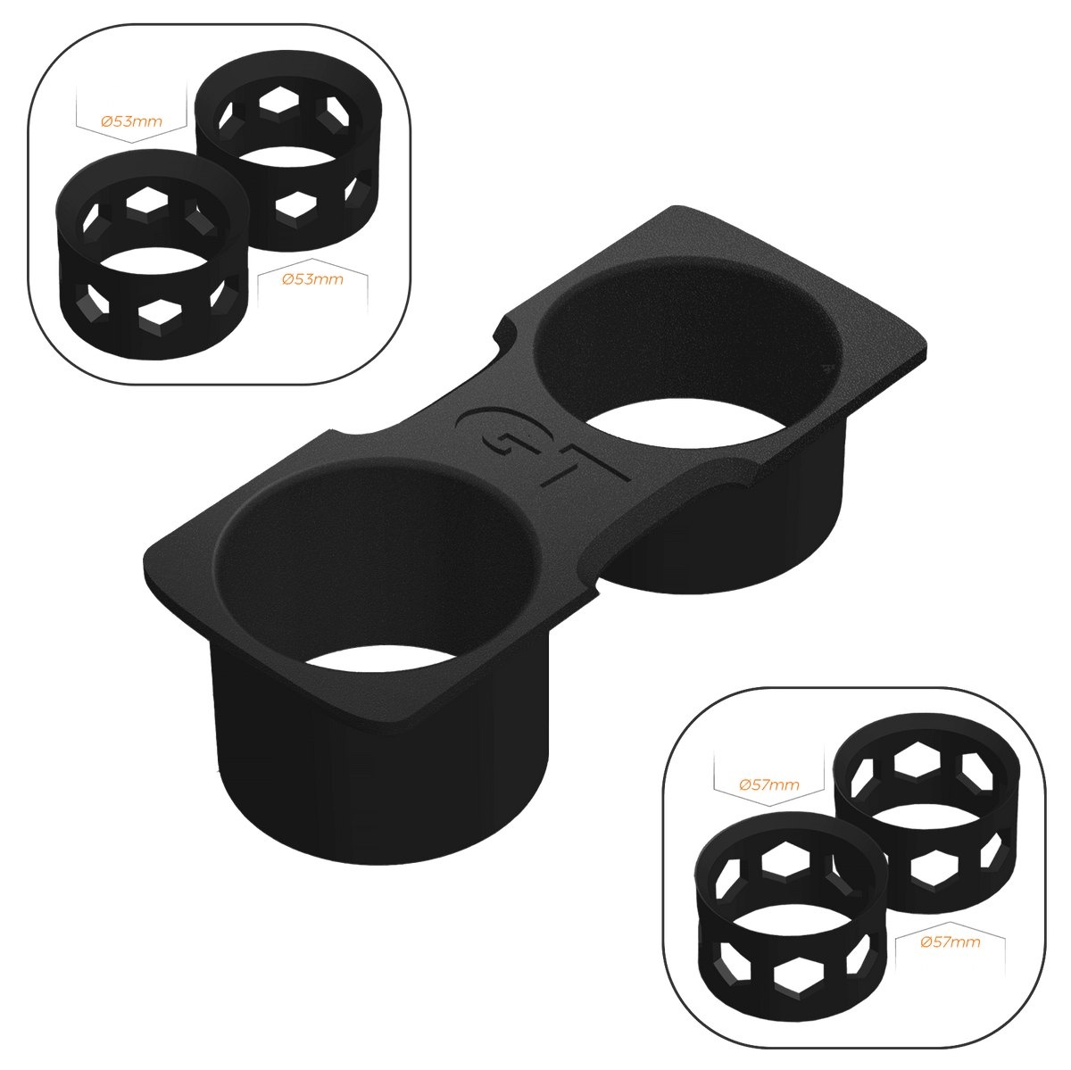 VW Golf MK6 Cup Holder Mod (Facelift) - GT / 2x Size S + 2x Size M - High on Boost